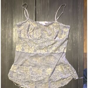 Victoria's Secret Lace Gray Gold Camisole Adjustable Strap Size Medium